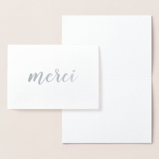 MerciフランスのありがとうBrushstroke Script Silver 箔カード (ディスプレー)