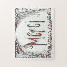 "Merci -"ジグソーパズル8x10か11x14ありがとう