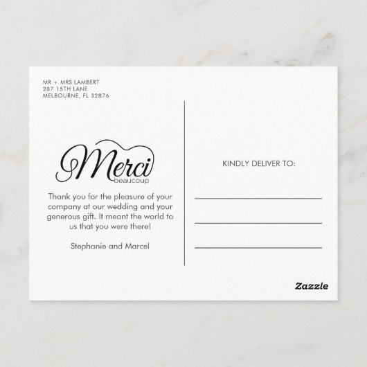 Merci Beacoup写真フランスのの結婚数 ポストカード (裏面)