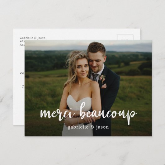 Merci Beaucoupの結婚ありがとうはがき ポストカード (正面/裏面)