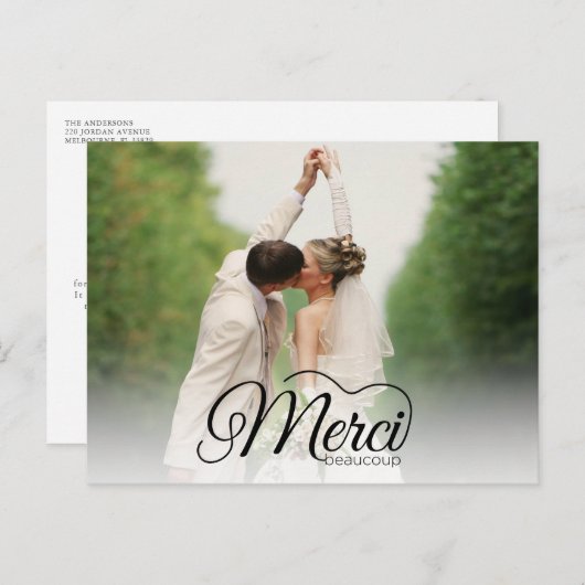 Merci Beaucoupの結婚写真ありがとう ポストカード (正面/裏面)