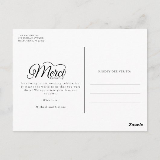 Merci Beaucoupの結婚写真ありがとう ポストカード