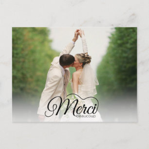 Merci Beaucoup写真モダンの結婚ありがとう ポストカード