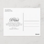 Merci Beaucoup写真モダンの結婚ありがとう ポストカード (裏面)