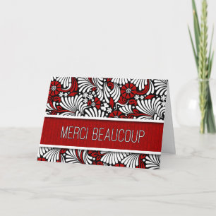 Merci Beaucoup 赤いフェルン ブランク フランス語 サンキューカード