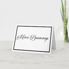 Merci Beaucoup card in black with black border サンキューカード
