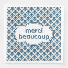 Merci Beaucoup Elegant French Tapestry Blue White