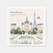 Merci Beaucoup | Parisian Watercolor Garden スタンダードカクテルナプキン (正面)