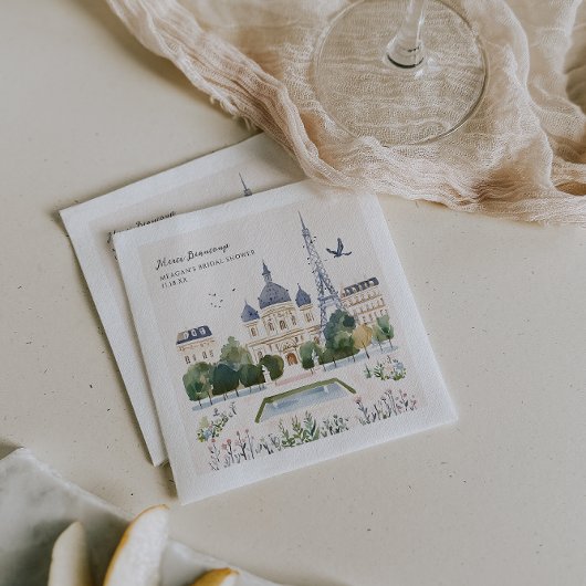 Merci Beaucoup | Parisian Watercolor Garden スタンダードカクテルナプキン
