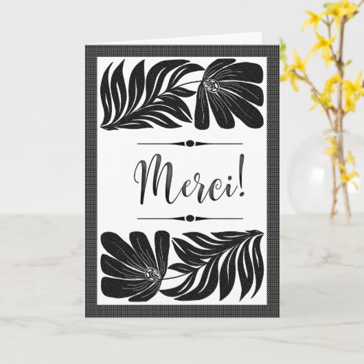 Merci Florale Élégante Mille Mercis Tropical Noir カード (黄色い花)