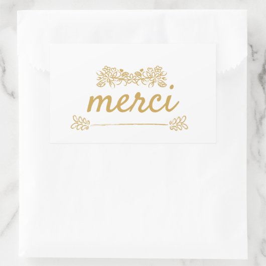 Merci Thank you Sticker 長方形シール (バッグ)