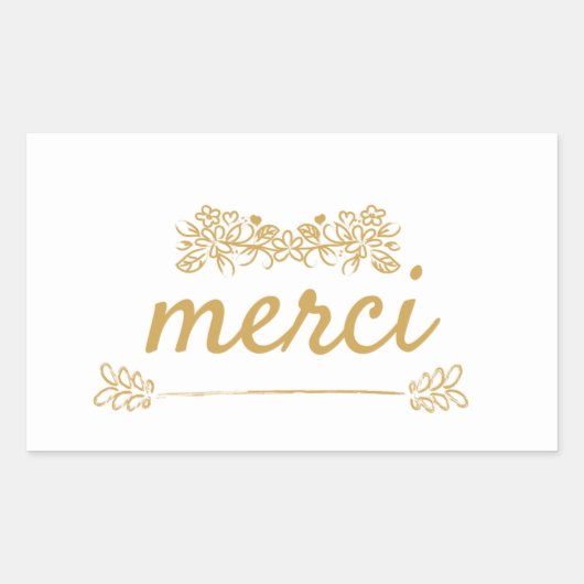 Merci Thank you Sticker 長方形シール (正面)