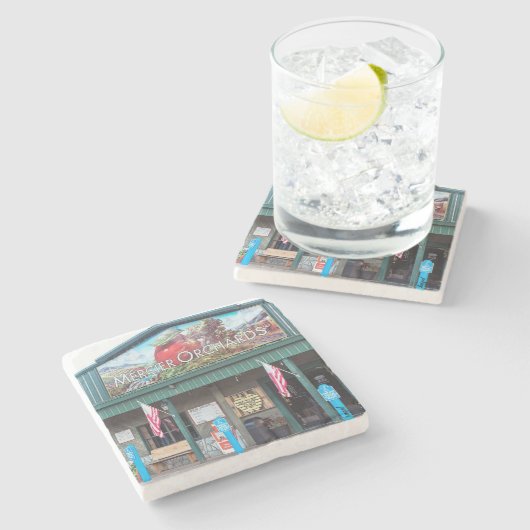 Mercier果樹園、青いリッジ、ジョージアのりんご、 ストーンコースター (横)