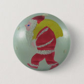 Mercury Art Glass Christmas Ball Painted Santa 缶バッジ (正面)