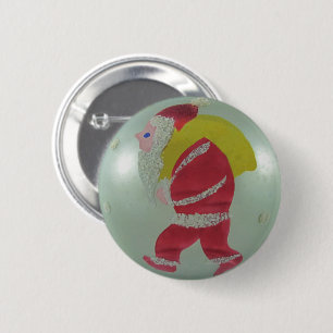 Mercury Art Glass Christmas Ball Painted Santa 缶バッジ