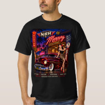 Mercury Customs ビンテージ ピンアップ ホットロッド メンズTシャツ