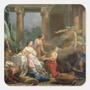 Mercury, Herse and Aglauros, 1763 (キャンバス上の油) スクエアシール