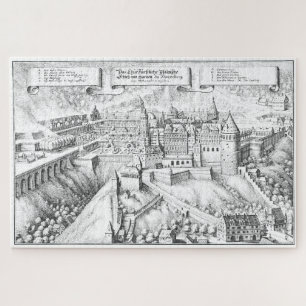 MERIAN: ハイデルベルクの城および王室のな庭1620年 ジグソーパズル