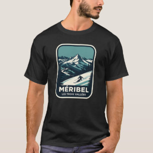 Méribel Les Trois Vallées ヴィンテージ スキーポスター デザイン Tシャツ