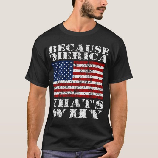 「MERICAそういうわけで動揺してな米国の旗のワイシャツので Tシャツ (正面)