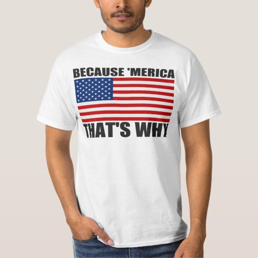 「MERICAそういうわけで米国の旗のTシャツので Tシャツ (正面)