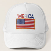 「MERICAによって刺繍されるステッチスタイル米国の旗パッチの帽子 キャップ (正面)