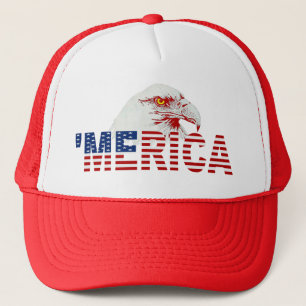 「MERICAのアメリカの白頭鷲米国の旗の帽子(赤い) キャップ