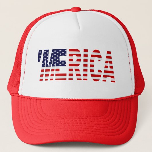 「MERICA米国の旗のトラック運転手の帽子(赤い) キャップ (正面)