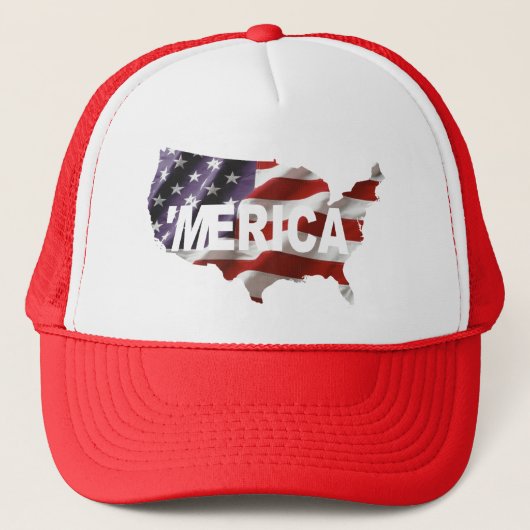 「MERICA米国の旗及び国のトラック運転手の帽子 キャップ (正面)