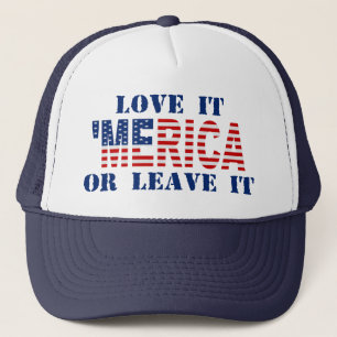 「MERICA米国の旗-それを愛しますか、またはそれに帽子を残して下さい キャップ