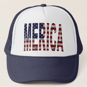 「MERICA -グランジな米国の旗 キャップ
