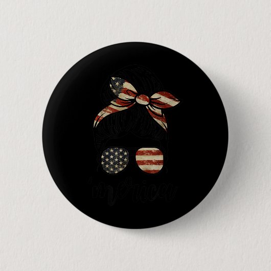 MERICA メッシー バン 独立記念日 4th 記念 缶バッジ (正面)