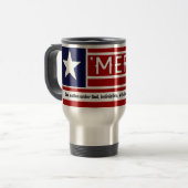 MERICA -米国の旗の形のCustomizeableの文字 トラベルマグ (正面左)