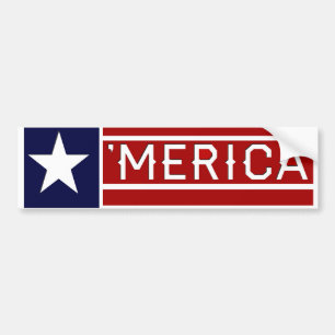 MERICA -米国の旗の形のCustomizeableの文字 バンパーステッカー