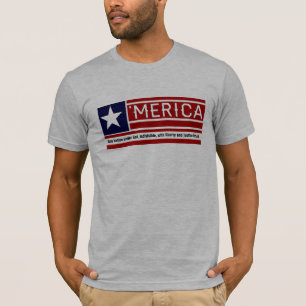 MERICA -米国の旗の形のCustomizeableの文字 Tシャツ