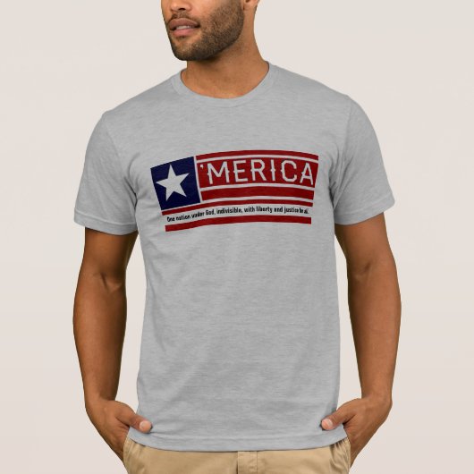 MERICA -米国の旗の形のCustomizeableの文字 Tシャツ (正面)