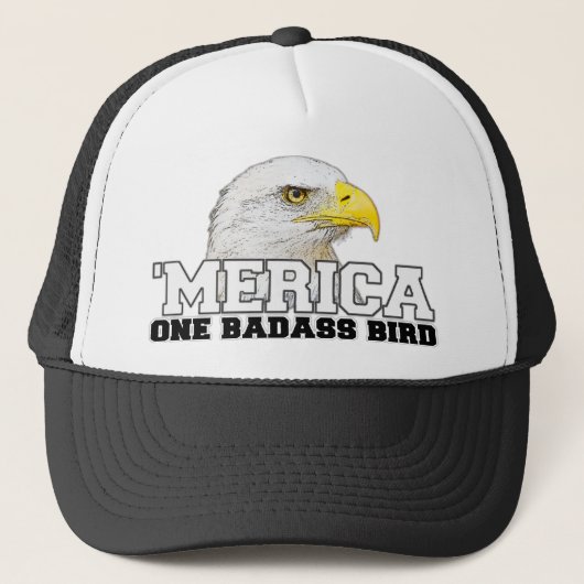 「MERICA 1 Badassの鳥のトラック運転手の帽子 キャップ (正面)