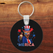 Merica 4th Of 7月の花火トランプ独立おもしろいした キーホルダー (正面)
