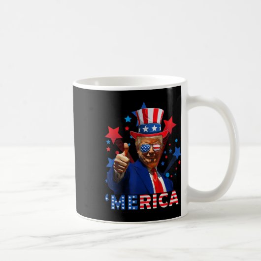 Merica 4th Of 7月の花火トランプ独立おもしろいした コーヒーマグカップ (右)