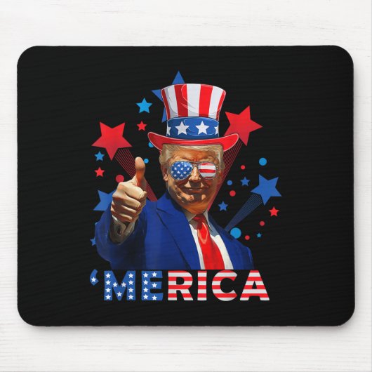 Merica 4th Of 7月の花火トランプ独立おもしろいした マウスパッド (正面)