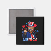 Merica 4th Of 7月の花火トランプ独立おもしろいした マグネット (正面/裏面)