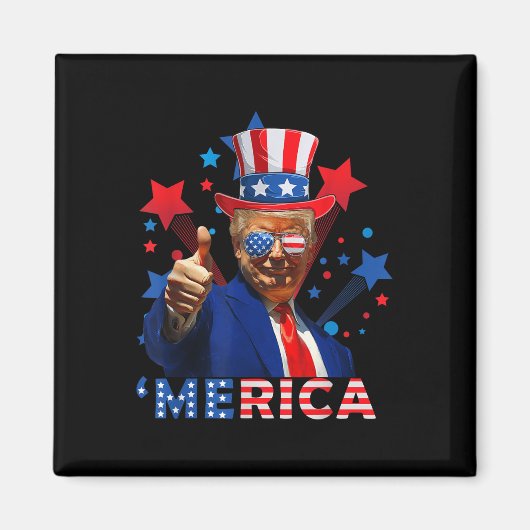 Merica 4th Of 7月の花火トランプ独立おもしろいした マグネット (正面)
