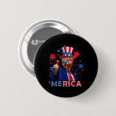 Merica 4th Of 7月の花火トランプ独立おもしろいした 缶バッジ (正面&裏面)