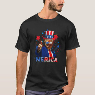 Merica 4th Of 7月の花火トランプ独立おもしろいした Tシャツ
