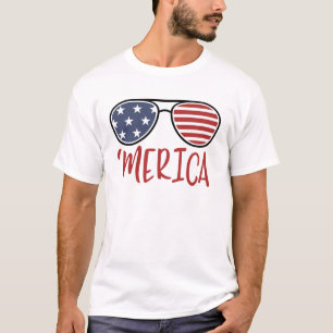Merica 4th of 7月サングラスサマーTシャツ Tシャツ