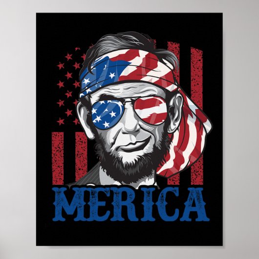 Merica Abraham Lincoln 7月の4thシャツメンズアメリ ポスター (正面)