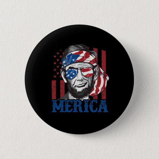 Merica Abraham Lincoln 7月の4thシャツメンズアメリ 缶バッジ (正面)