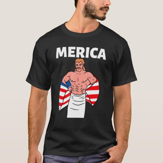 Merica American Mullet Business In Front Party In Tシャツ (正面)