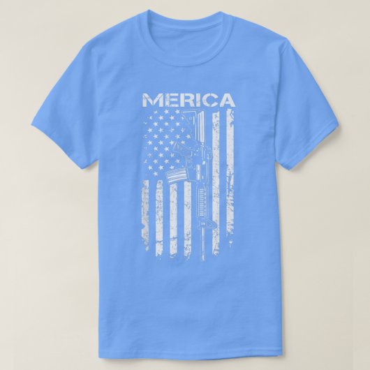MERICA AR15 7月の修正第4回米国国旗フー Tシャツ (デザイン正面)