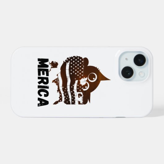 Merica cat iPhone 15ケース (裏面横)